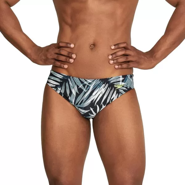 Speedo Mens Swimsuit Brief Creora Highclo PrintedPalm BlackGrey