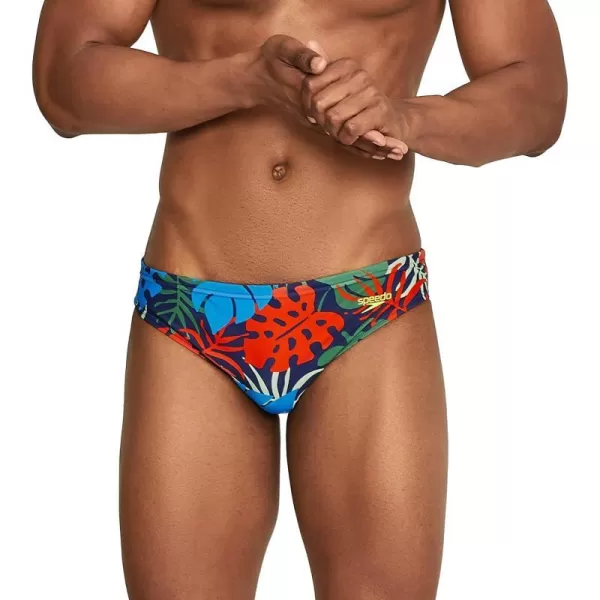 Speedo Mens Swimsuit Brief Creora Highclo PrintedPalm Dark Ivy