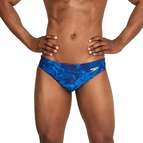 Speedo Mens Swimsuit Brief Creora Highclo PrintedTropical Palace Blue