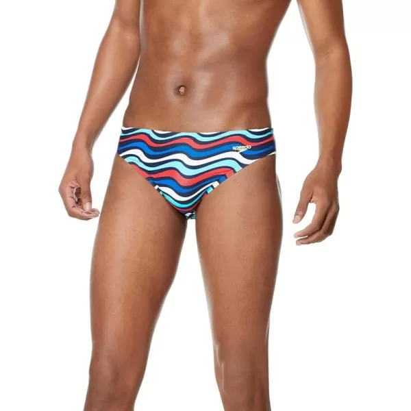 Speedo Mens Swimsuit Brief Creora Highclo PrintedWavy Bittersweet