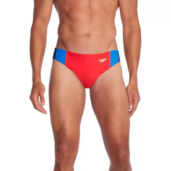 Speedo Mens Swimsuit Brief Eco Flex 2 Outseam BeachstarVertical Block Red