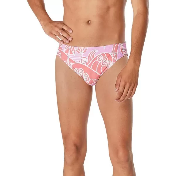 Speedo Mens Swimsuit Brief Eco Flex 2 Outseam BeachstarWayback Bay Sun Kissed Coral