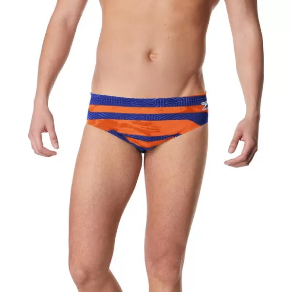 Speedo Mens Swimsuit Brief Endurance Printed Team ColorsContort Speedo NavyOrange