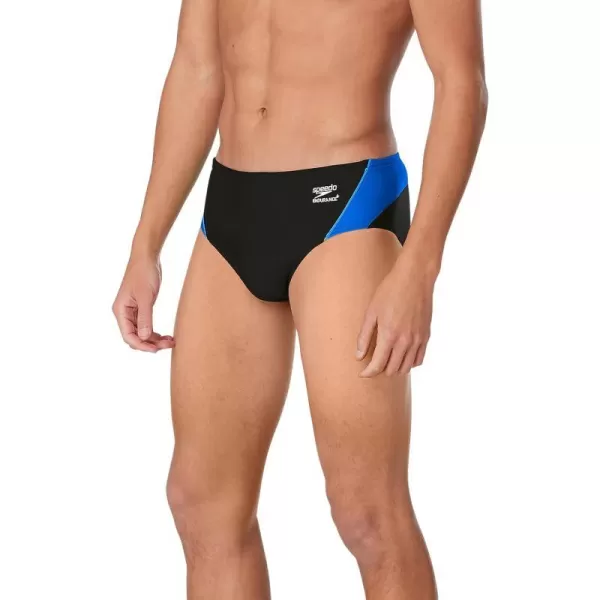 Speedo Mens Swimsuit Brief Endurance Splice Team ColorsDiscontinuedBlackBlue Splice