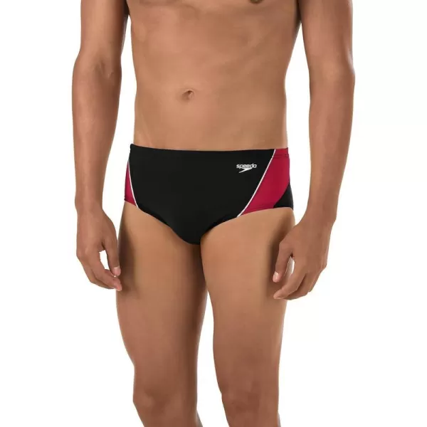 Speedo Mens Swimsuit Brief Endurance Splice Team ColorsDiscontinuedBlackMaroon Splice