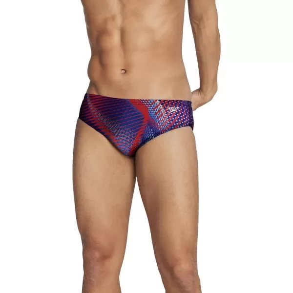 Speedo Mens Swimsuit Brief PowerFlex Eco Coded Riff Team ColorsRedWhiteBlue