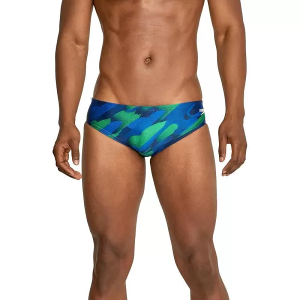 Speedo Mens Swimsuit Brief PowerFlex Eco Coded Riff Team ColorsWonder BlueGreen