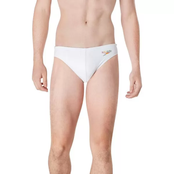 Speedo Mens Swimsuit Brief PowerFlex Eco Solar2023 Pride Bright White