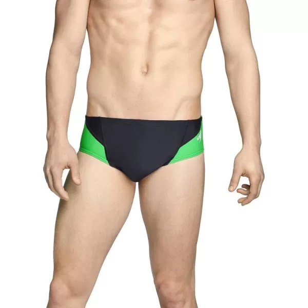 Speedo Mens Swimsuit Brief Powerflex Eco Revolve Splice Team ColorsBlackGreen