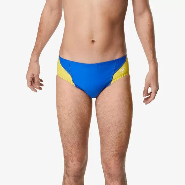 Speedo Mens Swimsuit Brief Powerflex Eco Revolve Splice Team ColorsNew SapphireGold