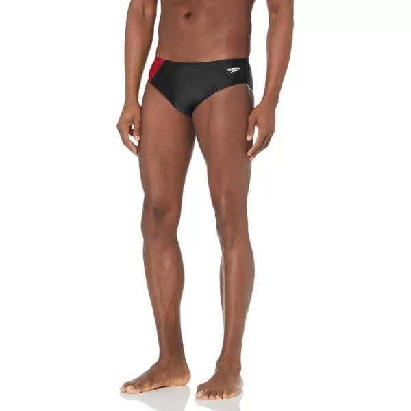 Speedo Mens Swimsuit Brief Powerflex Eco Revolve Splice Team ColorsSpeedo Maroon