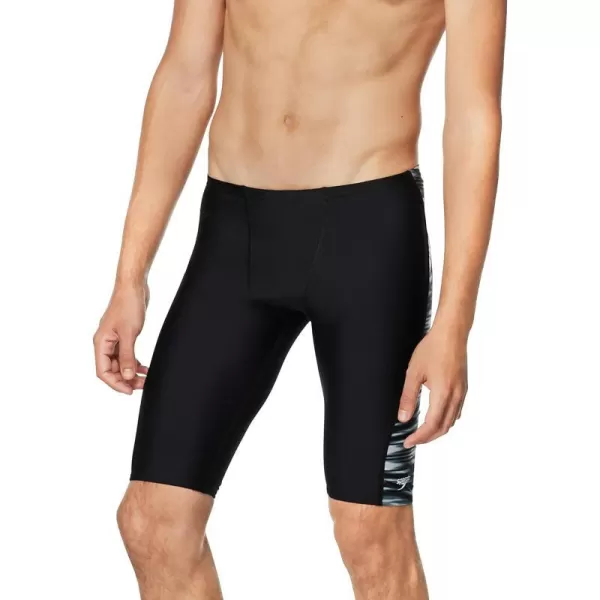 Speedo Mens Swimsuit Jammer Eco ProLT Printed Team ColorsWave Speedo Black