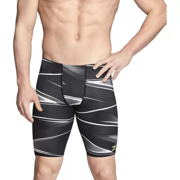 Speedo Mens Swimsuit Jammer Endurance Printed Team ColorsInfinite BlackWhite