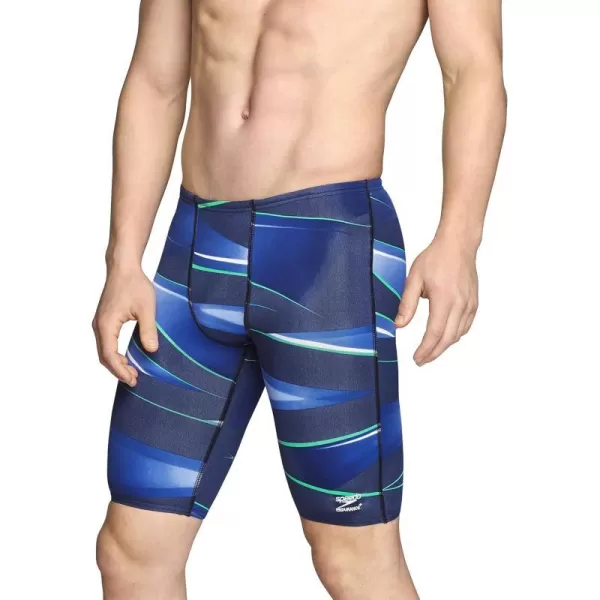 Speedo Mens Swimsuit Jammer Endurance Printed Team ColorsInfinite BlueGreen