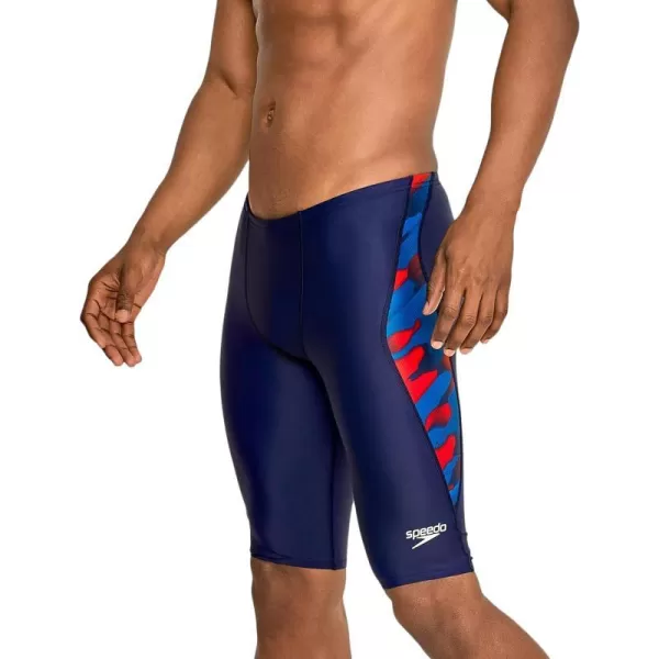 Speedo Mens Swimsuit Jammer PowerFlex Printed Team ColorsWonder RedWhiteBlue