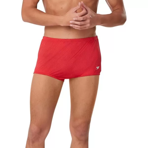 Speedo Mens Swimsuit Square Leg Poly Mesh Training SuitSpeedo Red