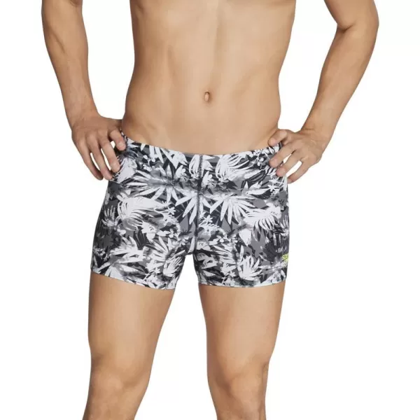 Speedo Mens Swimsuit Square Leg PrintedBlackWhite