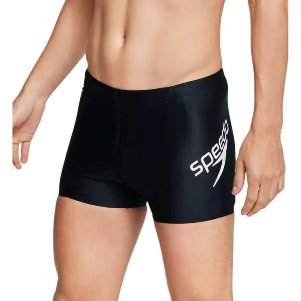 Speedo Mens Swimsuit Square Leg PrintedLogo Speedo Black