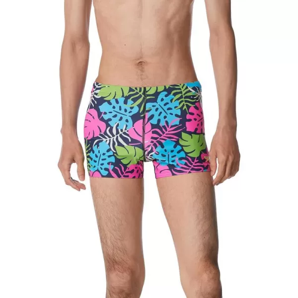 Speedo Mens Swimsuit Square Leg PrintedPalm Green Gecko