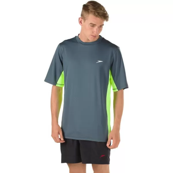 Speedo Mens UV Swim Shirt Short Sleeve Longview TeeSport Neon