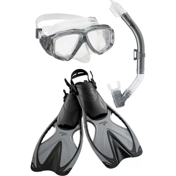 Speedo UnisexAdult Adventure Swim Mask Snorkel amp Fins SetSilver