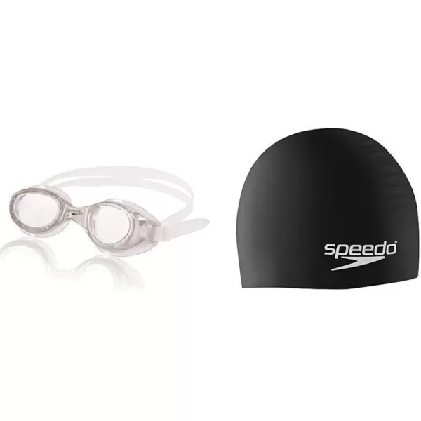 Speedo UnisexAdult Swim Goggles Hydrospex ClassicClear W Speedo Black Cap