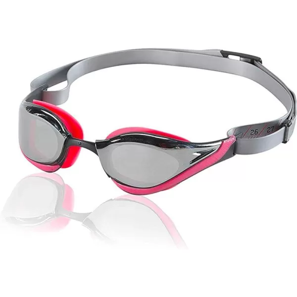 Speedo UnisexAdult Swim Goggles Mirrored Fastskin Pure FocusRedBlackSilver