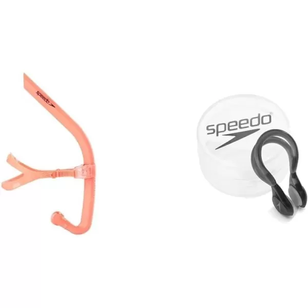 Speedo UnisexAdult Swim Training Snorkel Bullet HeadFiery Coral Bullet Head Snorkel  Charcoal Nose Clip