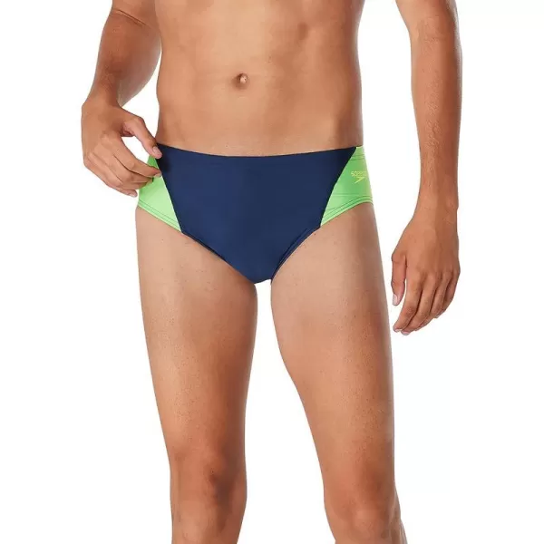 Speedo UnisexAdult Swimsuit Brief Eco Prolt Solid AdultSplice Team NavyBright Green