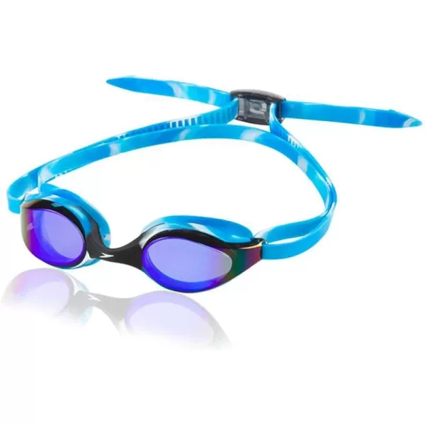 Speedo Unisexchild Swim Goggles Junior Hyper Flyer Ages 614Blue Mirrored