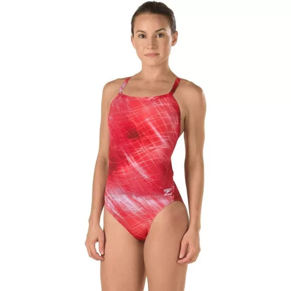 Speedo Womens Endurance Ice Flow Drill Back SwimsuitRed