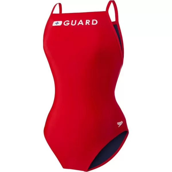 Speedo Womens Guard Swimsuit One PieceCross Back Speedo Red