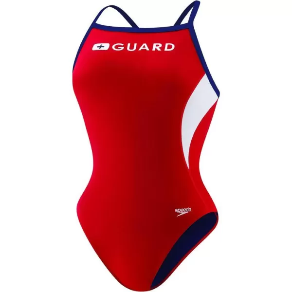 Speedo Womens Guard Swimsuit One PieceEnergy Back Us Red