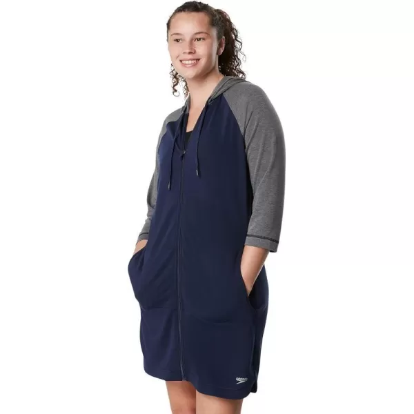 Speedo Womens Hooded Aquatic Fitness Robe and CoverUp with Full Front ZipSpeedo Navy