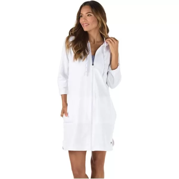 Speedo Womens Hooded Aquatic Fitness Robe and CoverUp with Full Front ZipWhite