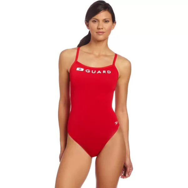 Speedo Womens Lifeguard Flyback One Piece Swimsuit with 4Way StretchFly Back Speedo Red