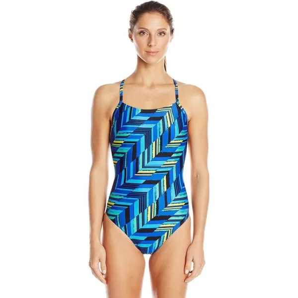 Speedo Womens Power Flex Eco Angles FreeBack OnePiece SwimsuitDeep