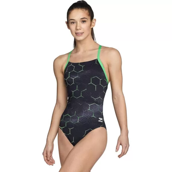 Speedo Womens Solar Boom Flyback SwimsuitEmerging Speedo Green