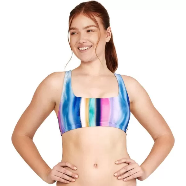 Speedo Womens Swimsuit Bikini Top Adjustable Square NeckRainbow Stripe