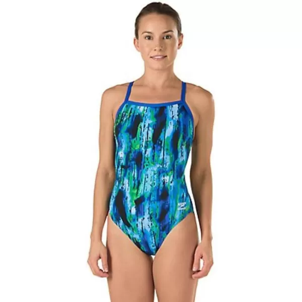 Speedo Womens Swimsuit One Piece Endurance Flyback Printed Adult Team Colors  Manufacturer DiscontinuedBlueGreen