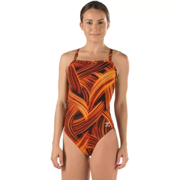 Speedo Womens Swimsuit One Piece Endurance Flyback Printed Adult Team Colors  Manufacturer DiscontinuedTurbo SapphireGold