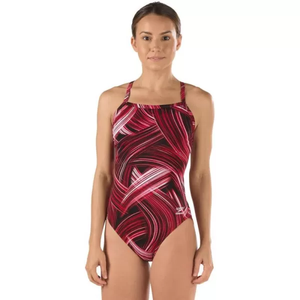 Speedo Womens Swimsuit One Piece Endurance Flyback Printed Adult Team Colors  Manufacturer DiscontinuedTurbo Speedo Red