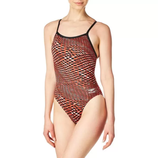 Speedo Womens Swimsuit One Piece Endurance Flyback Printed Adult Team ColorsDiscontinuedSprinter Speedo Red