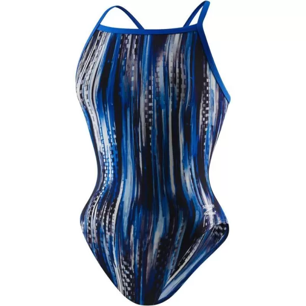 Speedo Womens Swimsuit One Piece Endurance Flyback Striped Adult Team ColorsDiscontinuedBlue