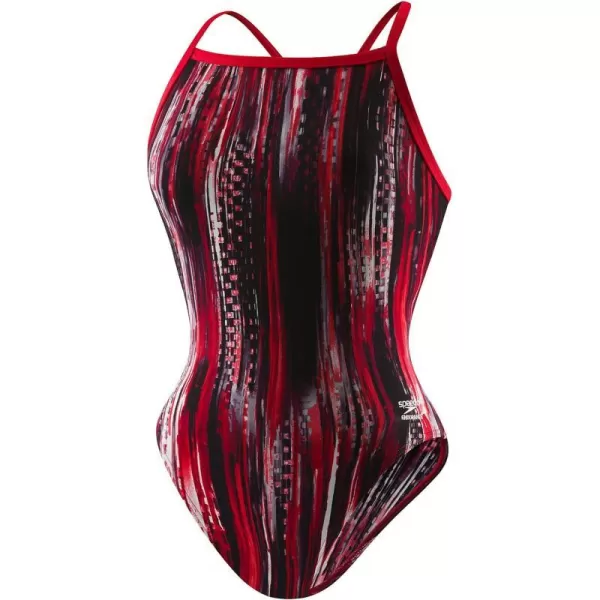 Speedo Womens Swimsuit One Piece Endurance Flyback Striped Adult Team ColorsDiscontinuedRed