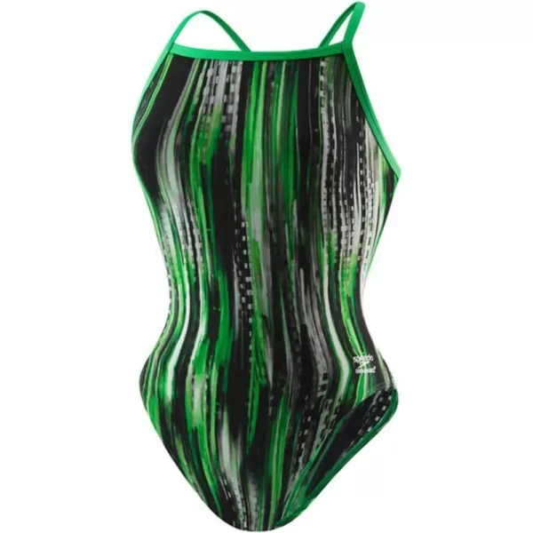 Speedo Womens Swimsuit One Piece Endurance Flyback Striped Adult Team ColorsDiscontinuedSpeedo Green