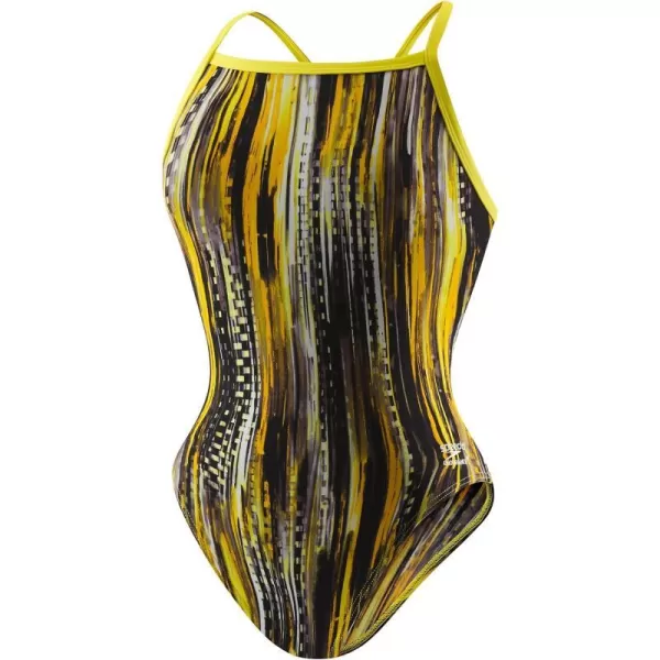 Speedo Womens Swimsuit One Piece Endurance Flyback Striped Adult Team ColorsDiscontinuedSpeedo Yellow