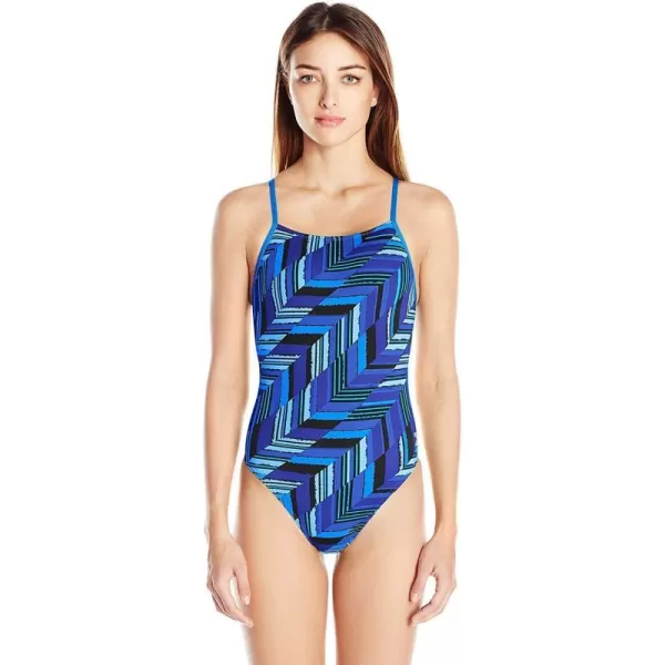 Speedo Womens Swimsuit One Piece Endurance Free Back Printed Adult Team ColorsDiscontinuedAngles Speedo Blue