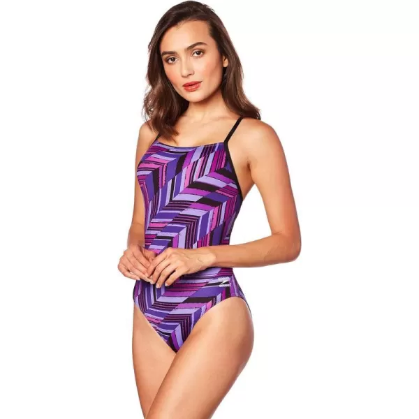 Speedo Womens Swimsuit One Piece Endurance Free Back Printed Adult Team ColorsDiscontinuedAngles Speedo Purple