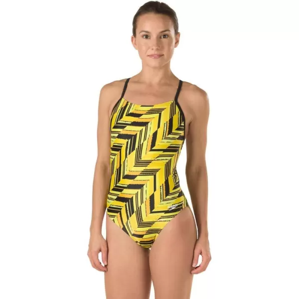 Speedo Womens Swimsuit One Piece Endurance Free Back Printed Adult Team ColorsDiscontinuedAngles Speedo Yellow